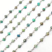 Chrysocolla Black Rhodium 925 Sterling Silver Wire Chain.